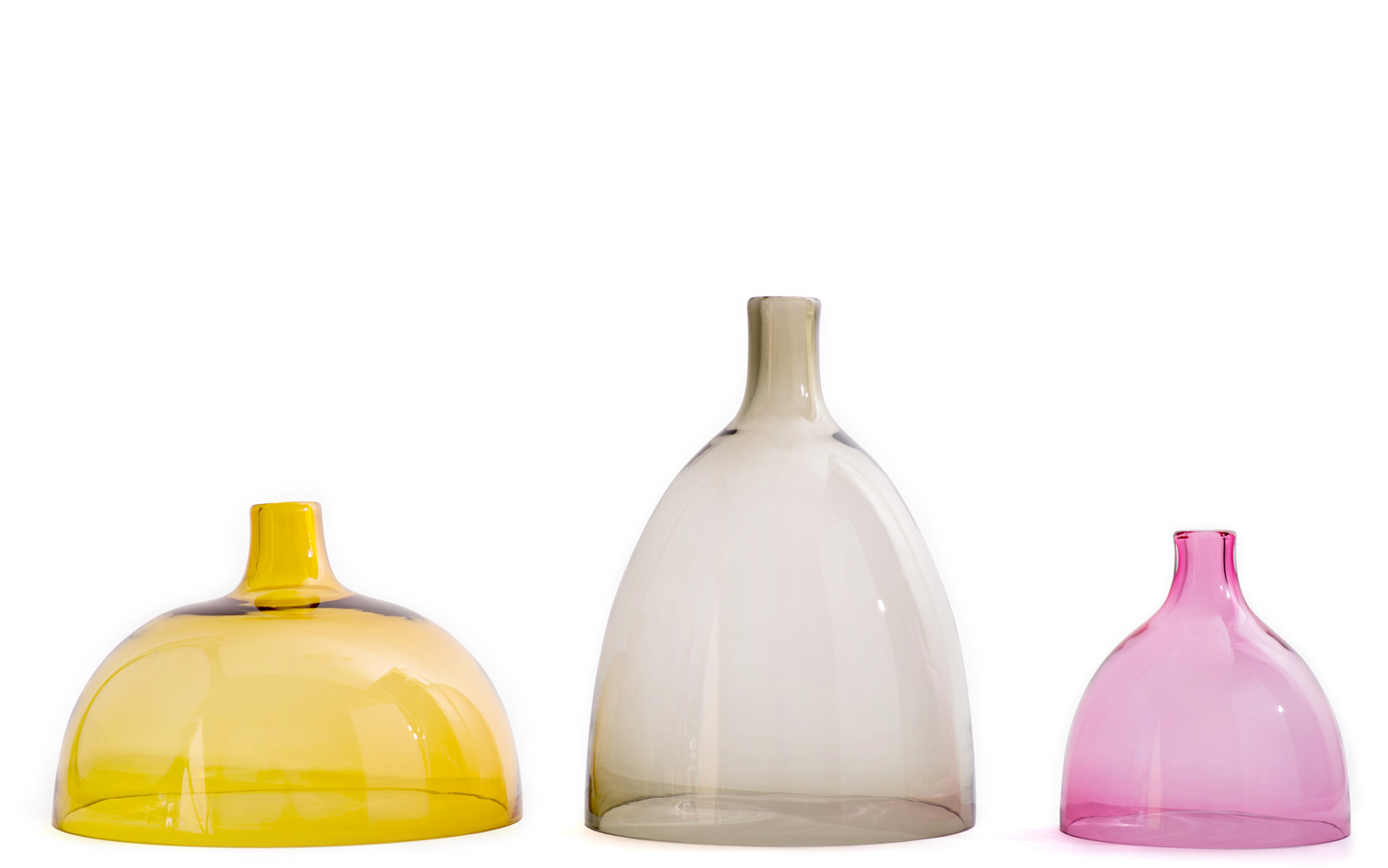 from left: wide/amber, tall/olivin, small/light red
