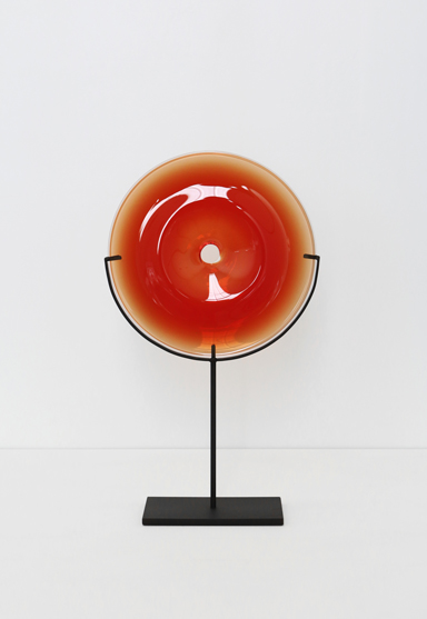 small/strawberry 21″H x 12″W (53x30cm) shown w/ dark oxidized steel stand