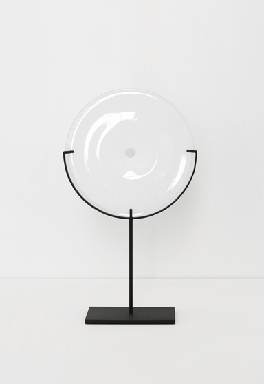 small/white 21″H x 12″W (53x30cm) shown w/ dark oxidized steel stand