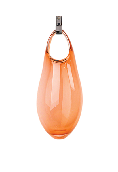 tangerine 17″H x 8″W x 4″D (43x20x10cm) shown w/ polished nickel hook