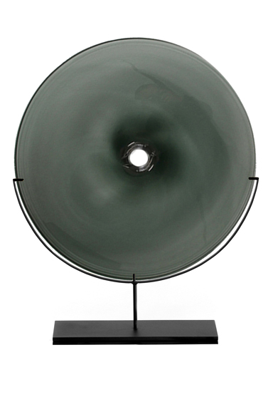 large/smoke 29″H x 24″W (74x61cm) shown w/ dark oxidized steel stand